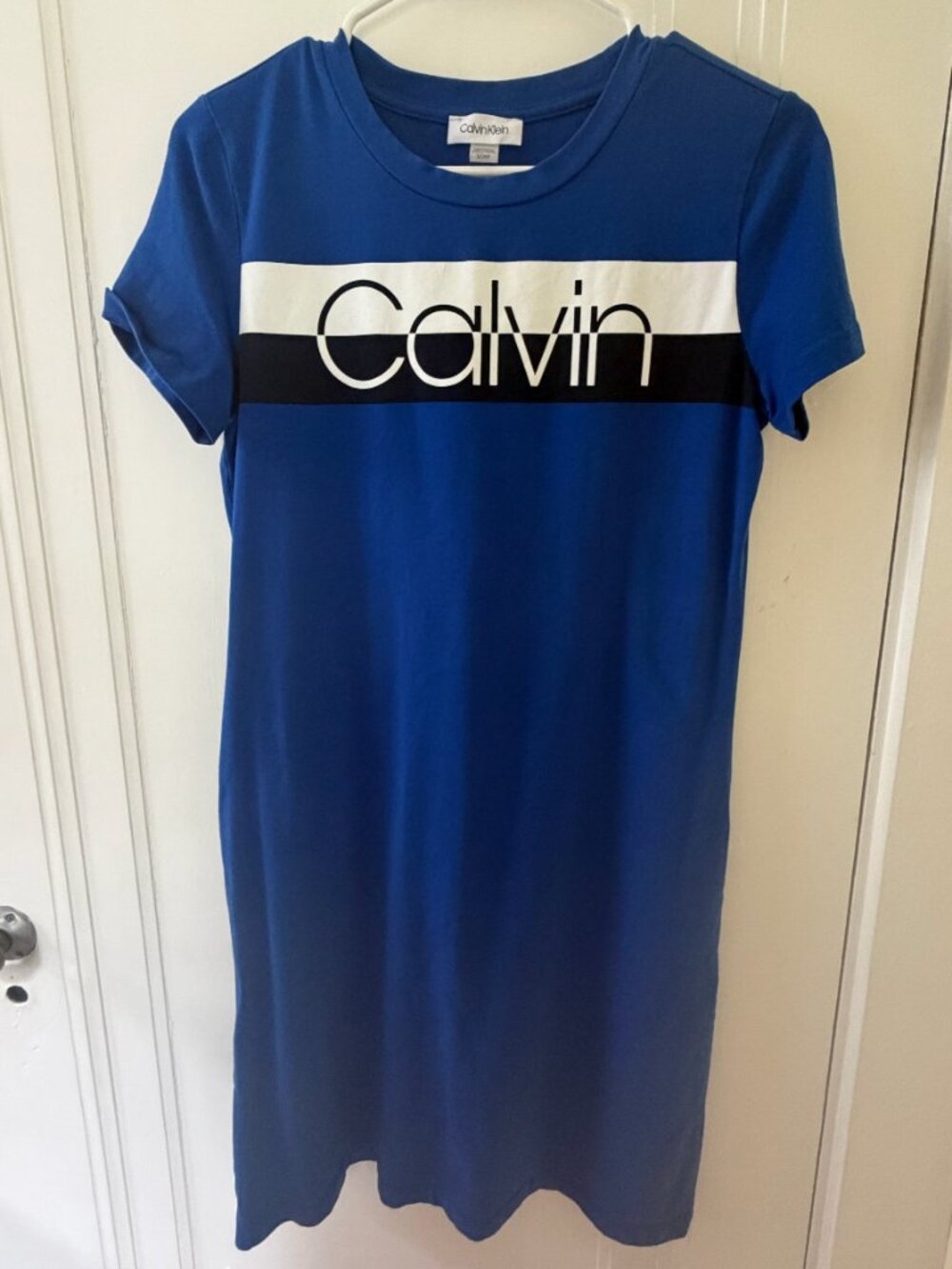 Calvin Klein Blue Logo Colorblock T-Shirt Dress Size Small